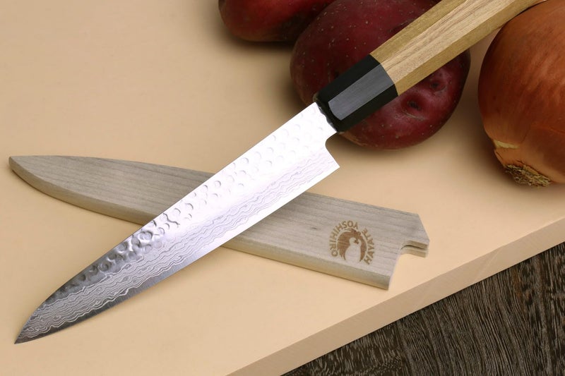 Yoshihiro 46 Layers VG10 Hammered Damascus Petty Japanese Utility Knife Ambrosia Handle (6''(150mm)) - Image 3